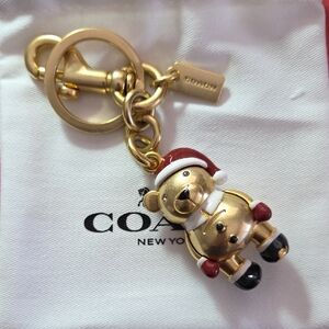 Coach Festive Gold Bear Keychain
